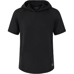 RIKUAOU Boys Short Sleeve Hoodie Youth Cool Dry Athletic Hooded T Shirt | Kids LightWeight and Moisture-Wicking Active Hoodie