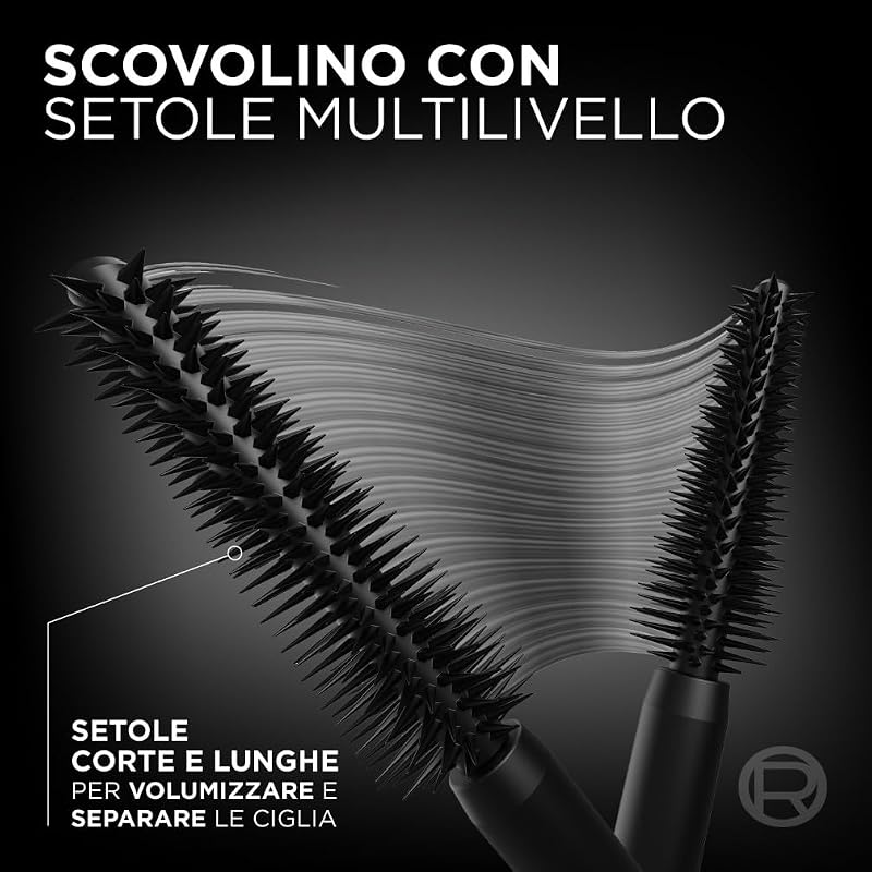 L'Oréal Paris Mascara Volumizzante, Ciglia a Ventaglio, Sguardo più Ampio, Adatto a Occhi Sensibili, Arricchito con 5% Stretchflex Complex, Senza Grumi, Panorama by Volume Million Lashes, Colore: Nero