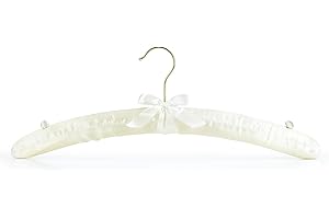 HANGERWORLD Ivory Satin Padded Hangers 17inch with Non-Slip Buttons for Strappy Dresses, Ideal Bridal Bride Hanger for Wedding
