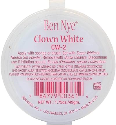 Ben Nye Clown White Makeup 1.75oz Highly Pigmented Professional Face Paint