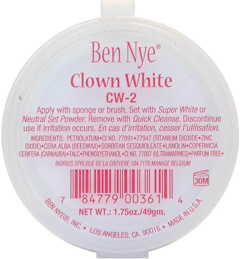 Ben Nye Clown White Makeup 1.75oz Highly Pigmented Professional Face Paint