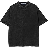 Aelfric Eden Mens Cotton T-Shirts Oversized Unisex Short Sleeves Wash Baggy Casual Tees Workout Solid Summer Tops