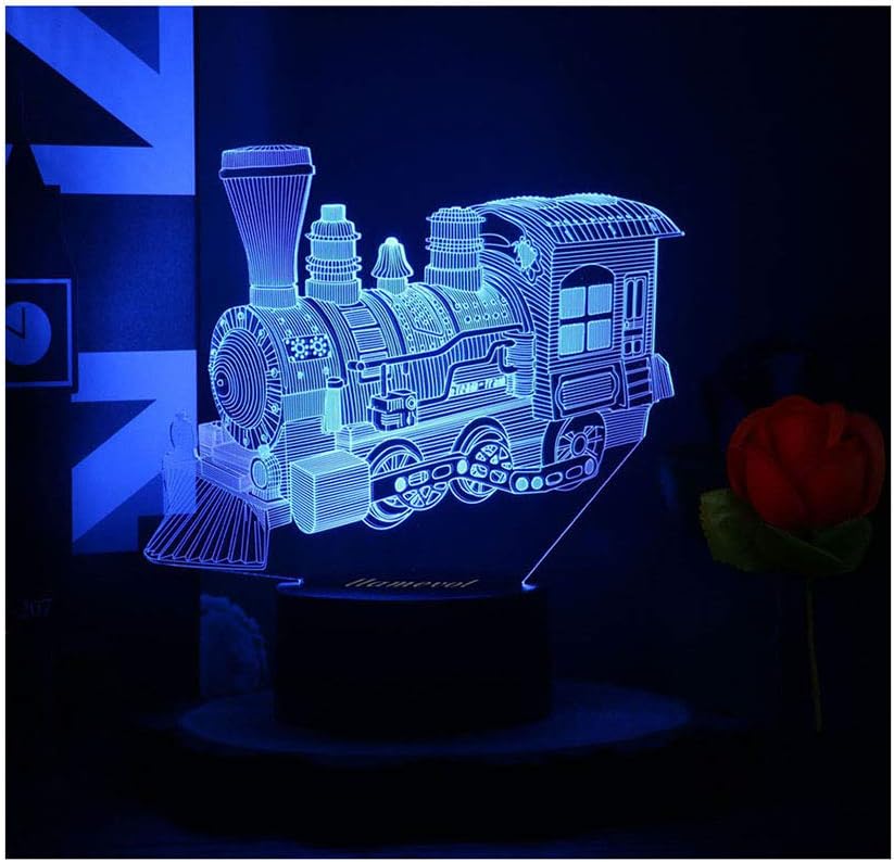 Train Toy Kids Night Light LED Lamp 3D Illusion Boy Car Steam Train 7 Color Christmas Birthday Gifts