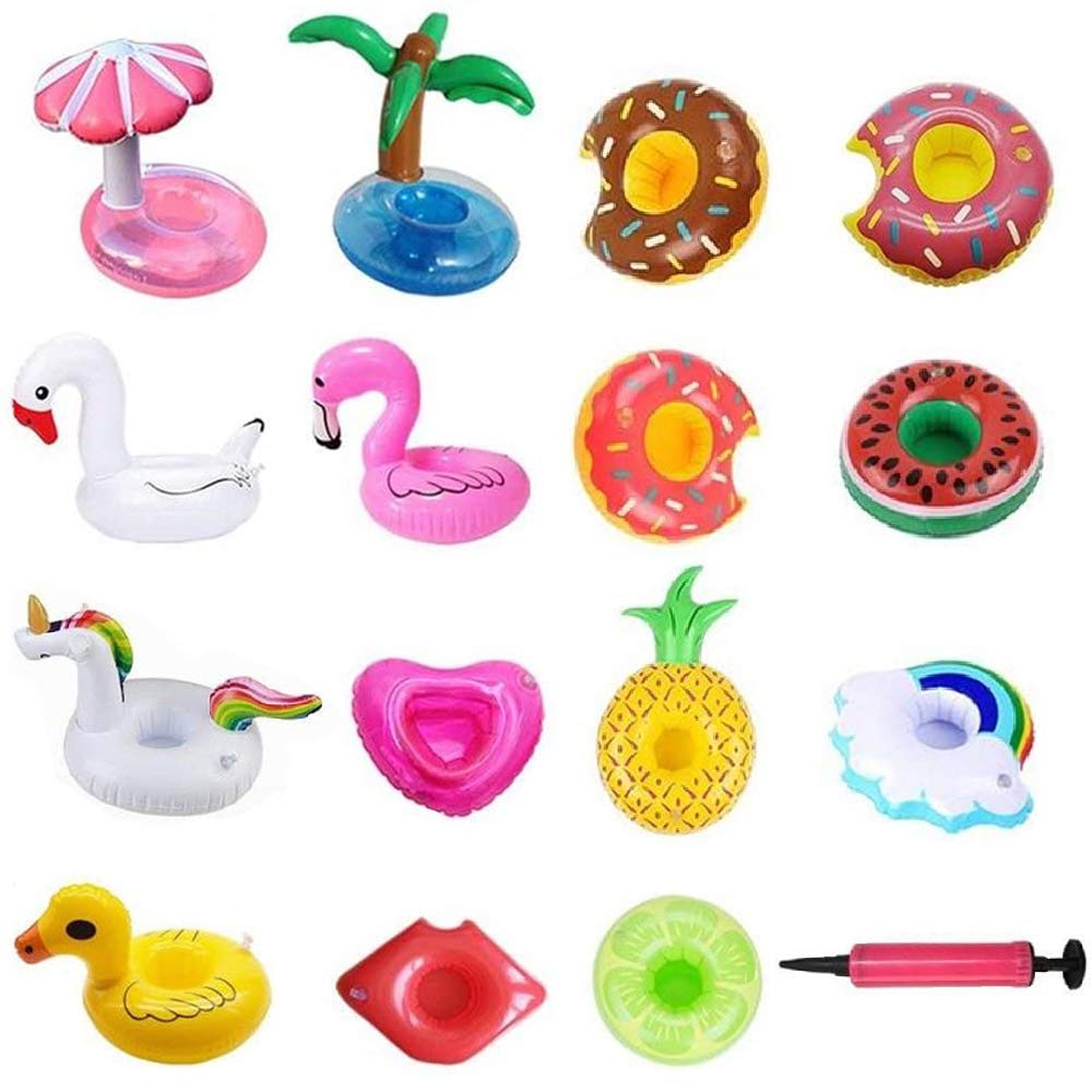 Amaza 15 Pieces Cute Inflatable Drinks Holder Cup Holder Set with Free Air Pump โ image 1