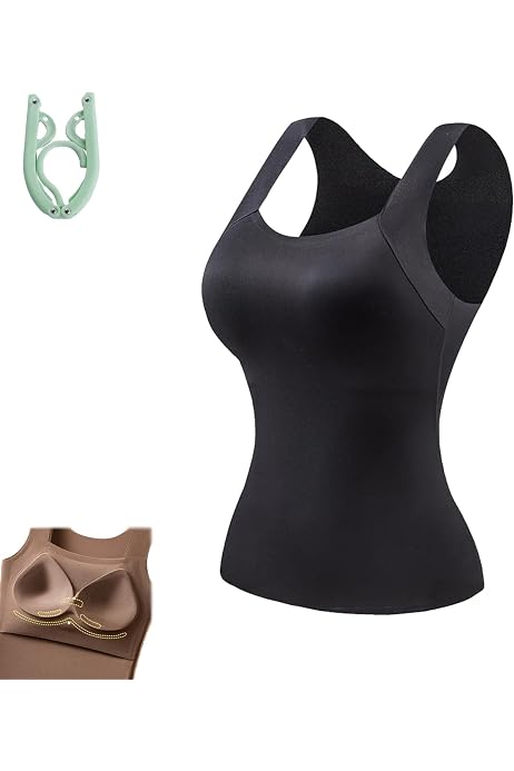 thumbnail image 2 of Shamfreshen U Neck Shapewear Built-In Bra Tank,Women High Support Tummy Control Compression Tank Top,Sleeveless Slim Fit Top, High Support Tank U Neck (Black, M 2 of 14