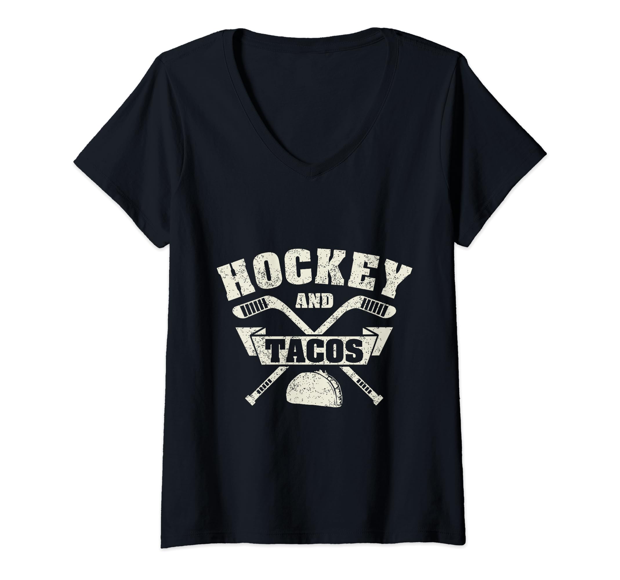 Womens Guards Field Hockey and Tacos Fan League Ice Hockey Players V-Neck T-Shirt