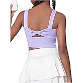 WDIRARA Girl's Twist Back Sports Bras Backless Tank Top Workout Sports Shirts for Gym