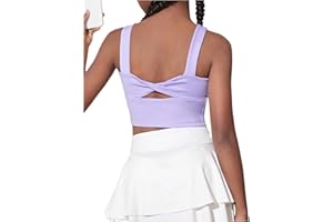 WDIRARA Girl's Twist Back Sports Bras Backless Tank Top Workout Sports Shirts for Gym