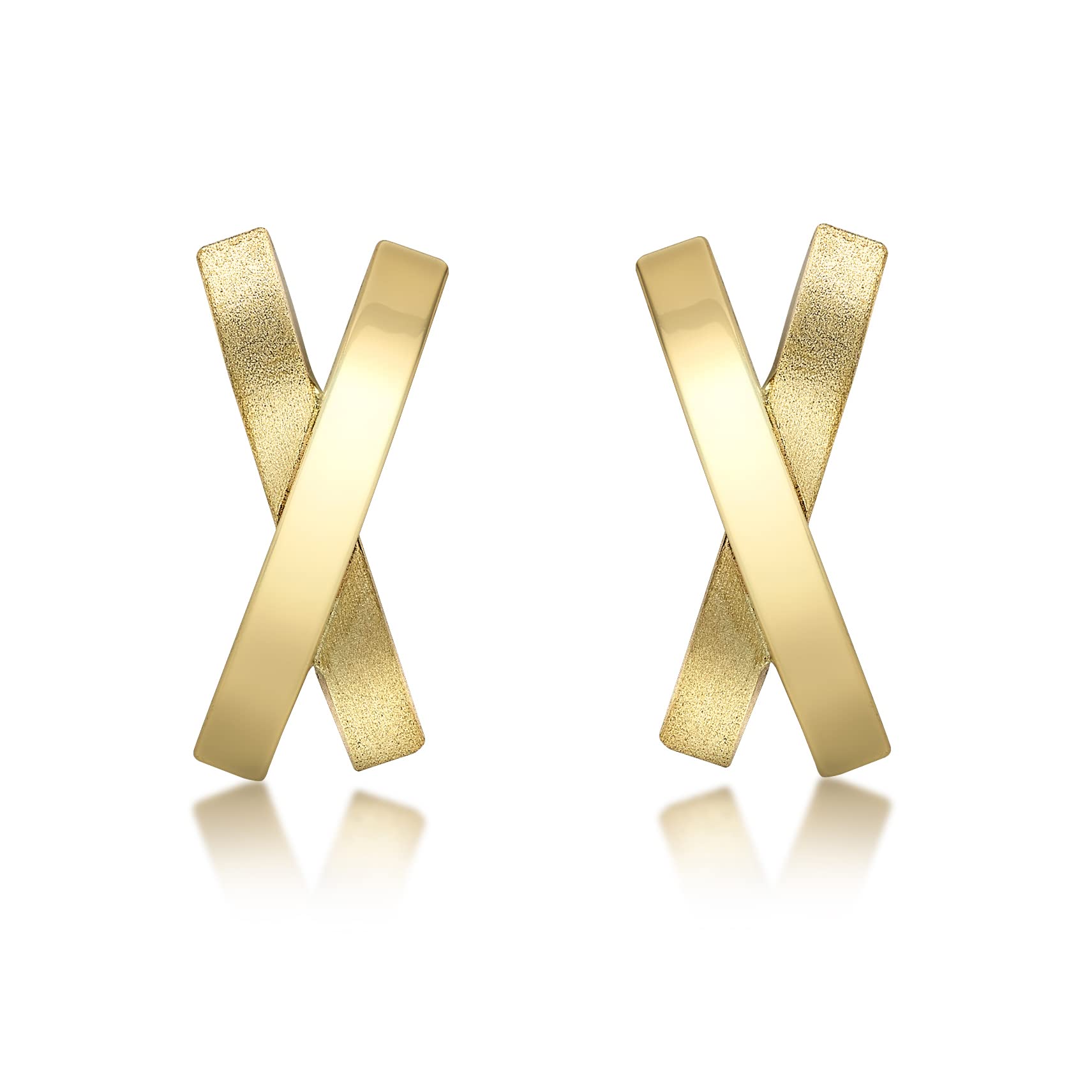 CARISSIMA Women's 9ct Yellow Gold Satin and Polished Crossover Earrings