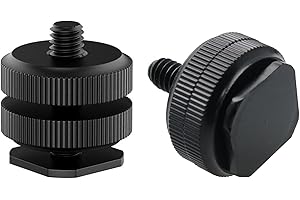 ESZKOZTA Camera Hot Shoe Mount(2 pack) to 1/4"-20 Tripod Screw Adapter Flash Shoe Mount for DSLR Camera Rig