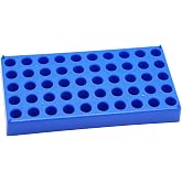 1 Pcs Vial Rack, 50 Holes for 2mL HPLC Sample Bottles, 12mm Diameter | Blue Stackable Vial Rack for 2mL HPLC Sample Bottles, Centrifuge Tubes, Bottle Storage, and Lab Bench Sorting
