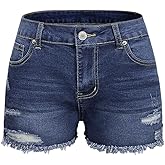 BIUDI FOX Women's Ripped Jeans High Waist Stretch Skinny Jean Destroyed Denim Plus Size Shorts for Women