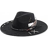 H.Busque Wide Brim Fedora Hat Mens Women Felt Panama Hats Dress Up Handmade