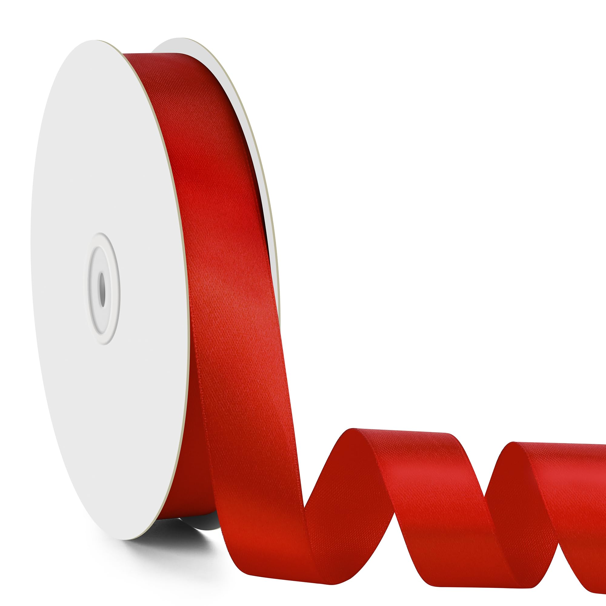 Photo 1 of 100 Yards 1 Inch Red Ribbon for Flower Bouquet, Valentine Ribbon for Gift Wrapping, Fabric Satin Ribbons for Crafts, Flower Bouquet Accessories, Big Red Bow, Christmas Silk Hair Ribbons