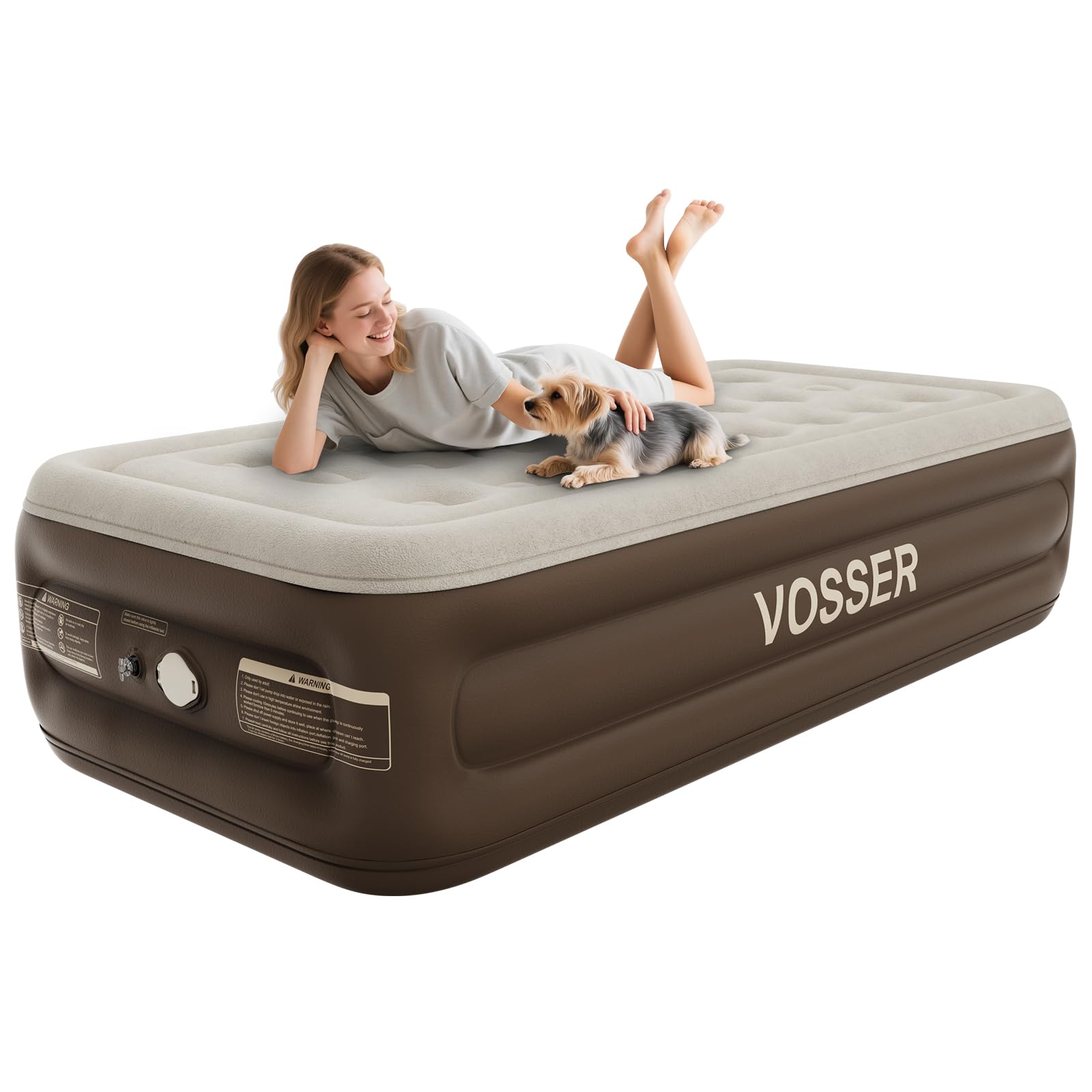 Photo 1 of VOSSER Twin Size Airbed with Detachable Rechargeable Pump - for Camping & Home Use, Portable Design, Supports up to 330 lbs MAX