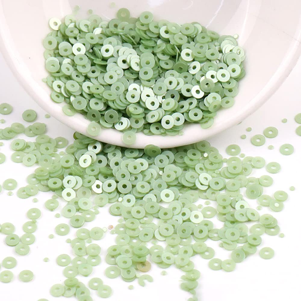 Anevous Pack of 6000 Sequins Crafts, Loose Shiny Sequins, Glitter Sequins for Sewing, Threading for DIY Sewing Crafts Making, Wedding Decorative, Light Green, 3 mm