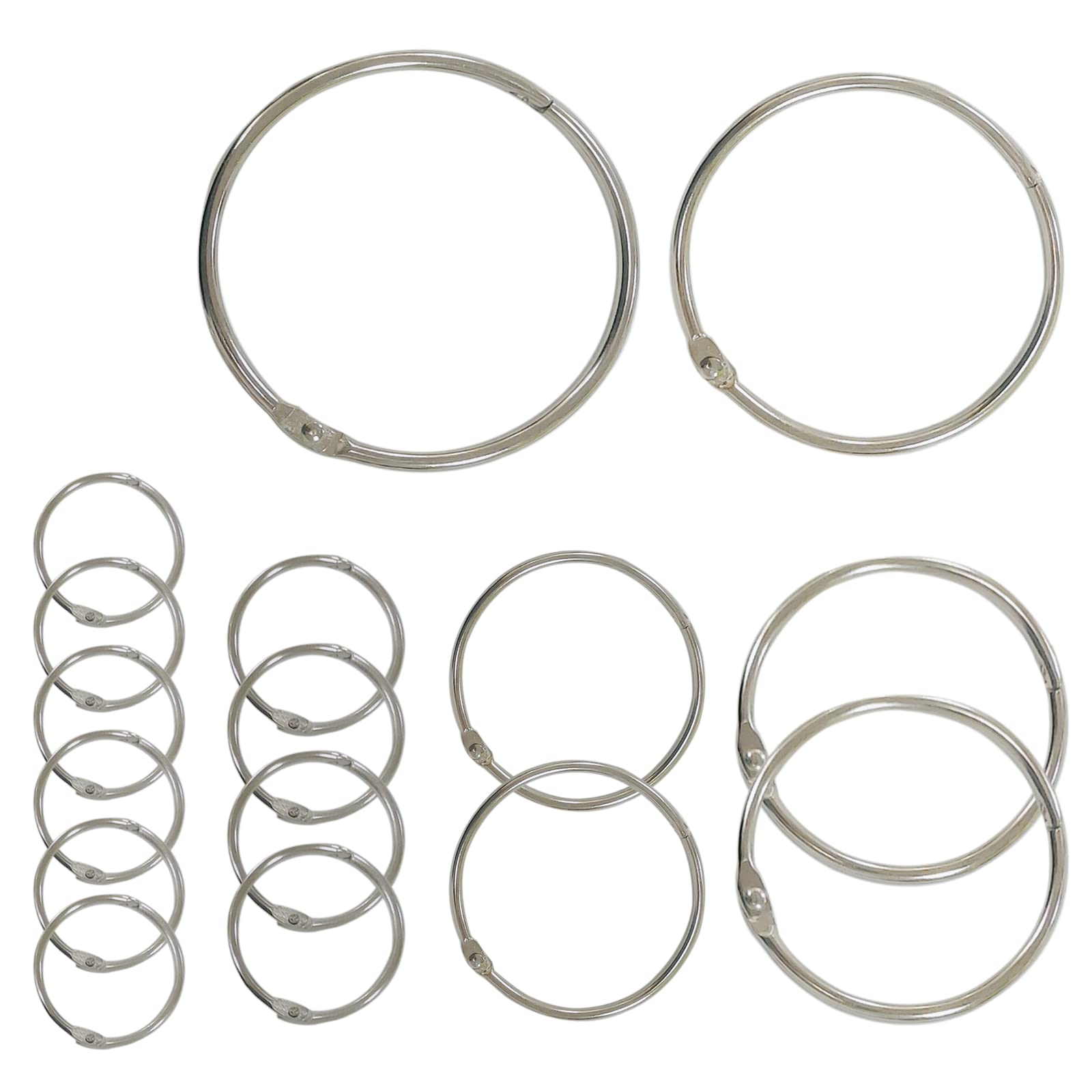 Photo 1 of 16PCS SIEWAY Binder Rings Assorted Sizes(1-1.5-2-2.5-3-3.5 inch), Large Metal Keychain Key Rings, Paper Rings Book Rings, Loose Leaf Binder Rings (16)