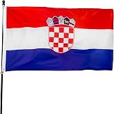 DANF Croatia Flag 3x5 Ft Thick Polyester | Fade Resistant, Brass Grommets, Canvas Header Croatian Banners with 3 X 5 Feet