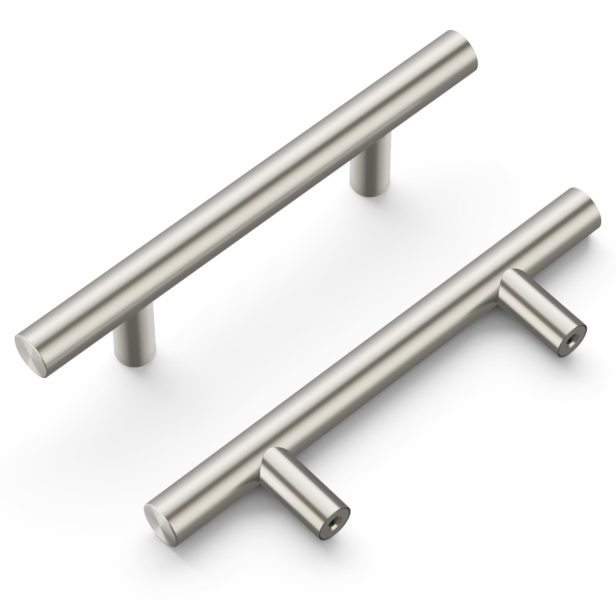 Photo 1 of Hickory Hardware 10 Pack Kitchen Cabinet Handles, Drawer Pulls for Doors & Dresser Drawers, Hardware for Bathroom, 3 Inch Hole Center, Satin Nickel, Heritage Collection