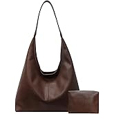 JueiXeoy Leather Hobo Bags for Women Slouchy Tote Bag Retro PU Leather Purse Soft Shoulder Handbags Large Work Tote Bag 2pcs