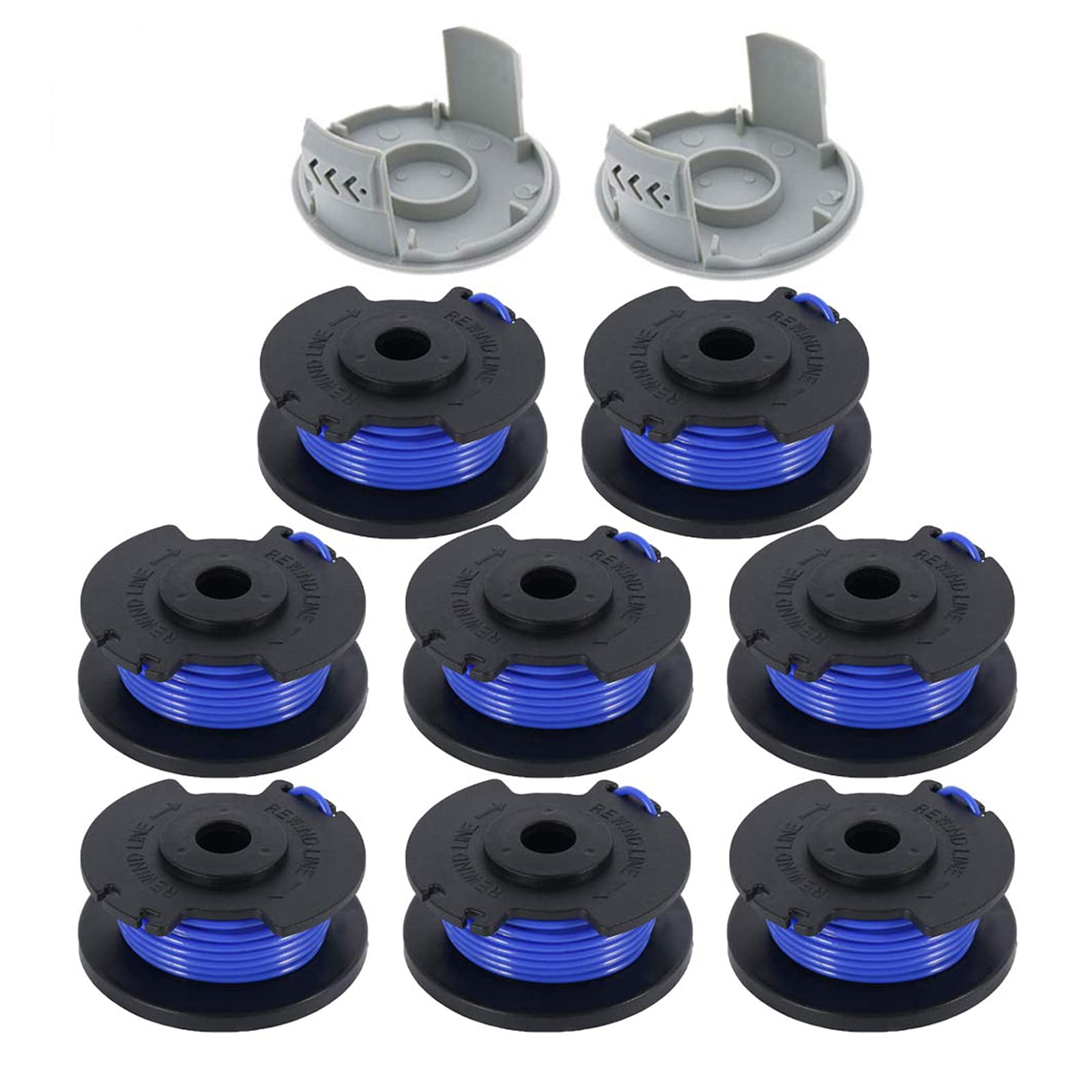CDIYTOOL String Trimmer Replacement Spool Line, 0.065" Autofeed Replacement Spools for Ryobi One+ AC14RL3A 18V, 24V, 40V, Cordless String Trimmer Weed Eater Spools Line (8 Spool + 2 Cap)