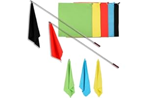 GAITWIN Horse Training Flag Equipment 5 Pcs with 1Pcs Telescopic Flag Pole Lunge Whip Stick for Horsemanship Supplies - Upgrade Stitched Loop Design