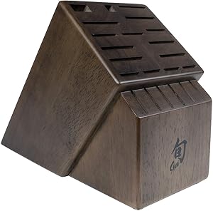 Shun 22 Slot Solid Wood Storage for Steak Knives Knife Block Set, Walnut