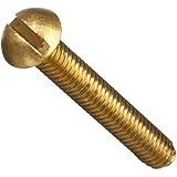 330 Brass Machine Screw, Plain Finish, Round Head, Slotted Drive, 3/16" Length, #0-80 Threads (Pack of 100)