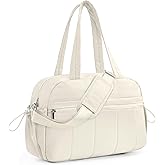 Outplea 20L Puffer Gym Bag for Women, Small Personal Item Travel Duffle Bag with Wet Pocket for Airplane, White