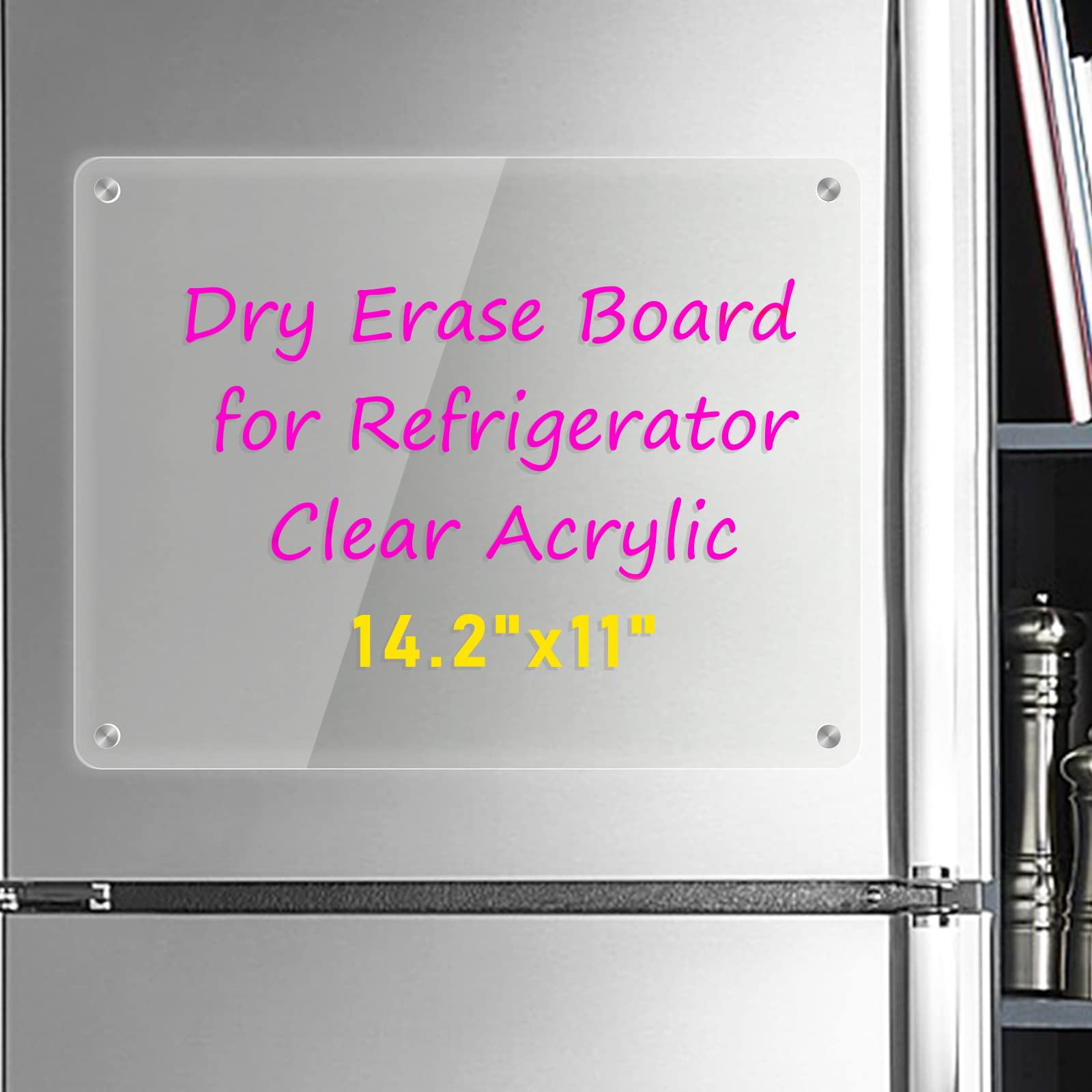 Kamehame Dry Erase Board for Refrigerator, Magnetic Dry Erase Board for Fridge, Clear Acrylic Note Board, 14.2"x11"