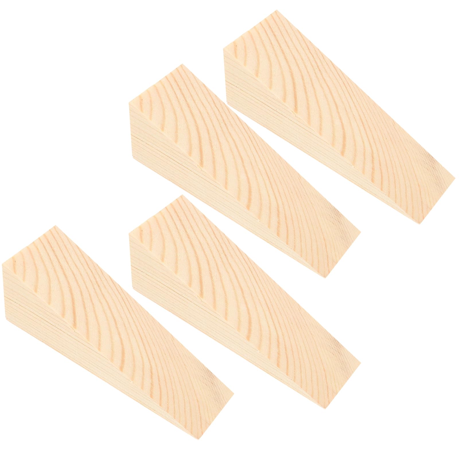 DAWRIS 4 Pcs Wooden Door Stop Stopper, Solid Non-Slip Firefighter Doorstop, Shims Triangle Wood Block Security Door Stopper Fit for Bottom of Door On Tile, Concrete, Carpet, Wooden Floor