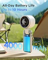 EasyAcc Portable Handheld Turbo Fan 4000mAh USB-C Rechargeable White view 2