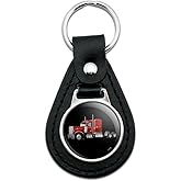 GRAPHICS & MORE Black Leather Semi Tractor Trailer Truck Trucker Keychain