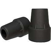 Gadgetime USA Cane Tips (Pack of 2) - 3/4" Heavy Duty Rubber Cane Tips Replacement - Durable and Non-Slip Walking Stick Tips for Canes, Crutches, and Walkers - Black