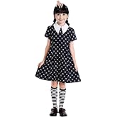 Mosong Girls Black Dress for Halloween Costume Kids Princess Dress Up with Accessories for Family Party