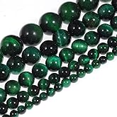 Natural Stone Beads 8mm Green Tiger Eye Beads Gemstone Round Loose Beads Crystal Energy Stone Healing Power for Jewelry Making DIY,1 Strand 15"