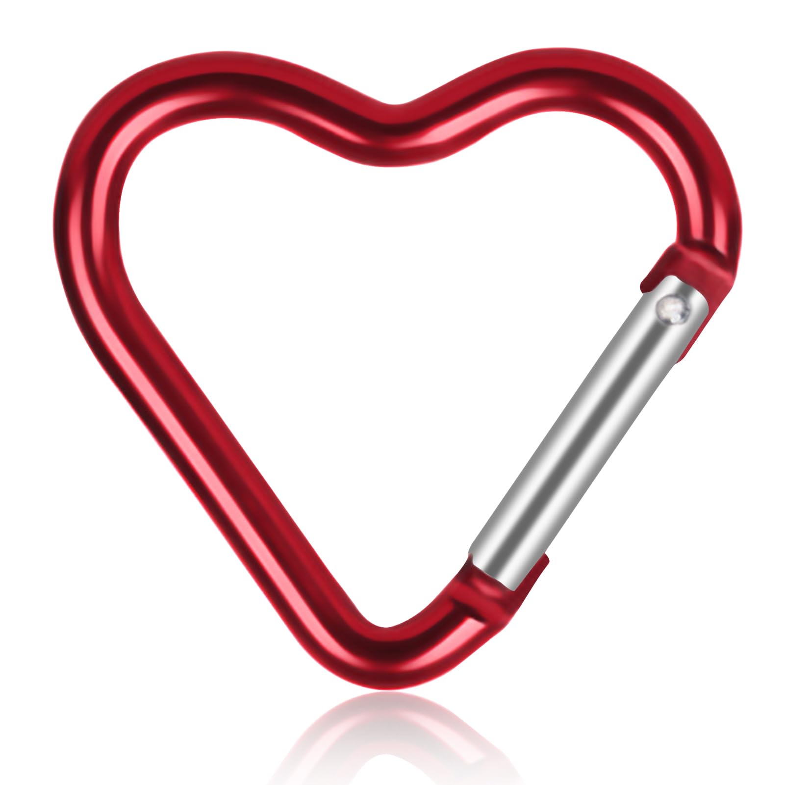 Carabiner Clip, Heart Shaped Buckle Aluminum Alloy Safety Clip Camping Hanging Buckle Water Bottle Chain Clip Climbing Clips Hammock Carabiner for Outdoor Hiking (Red)