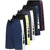 Real Essentials Men’s 5 Pack: 9" Dry-Fit Shorts – Athletic Gym, Workout, Basketball, Running, Casual Lounge Active Pockets