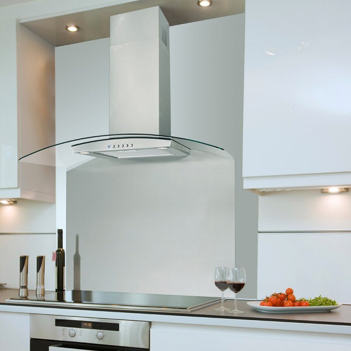 Ciarra Curved Stainless Steel Splashback 90cm x 75cm Fit For Curved