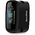 AccuMed CMS-50D1 Fingertip Pulse Oximeter Blood Oxygen Sensor SpO2 for Sports and Aviation. Portable and Lightweight with LED Display, 2 AAA Batteries, Lanyard and Travel Case (Black)