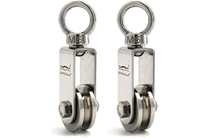 heyous 2pcs U Type Swivel Pulley 304 Stainless Steel Duplex Bearing Detachable 360 Degree Rotation Heavy Duty Traction Wheel