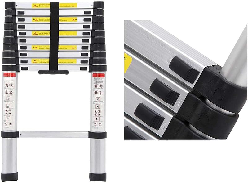 Lucn Telescopic Loft Ladder 3.2m 11 Steps Stainless Steel Extendable