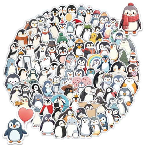 100 Pcs Cute Penguin Stickers, Bulk Waterproof Stickers for Water Bottle Laptop Scrapbook, Penguin Party Favors