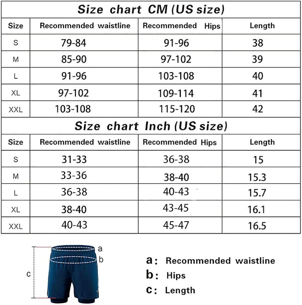 ARSUXEO Men's 2 in 1 Active Running Shorts with 2 Zipper Pockets B191: Clothing