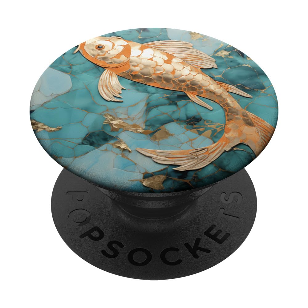 Koi's Radiant Tale Kintsugi Golden Echo PopSockets Swappable PopGrip