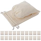 AojSup 24 Pcs Cotton Drawstring Bags, Natural Cotton Muslin Bags with Drawstring Closure - Reusable White Breathable Fabric Pouches for Gift Packaging, Wedding Favors & Storage (8 x 10 inch)