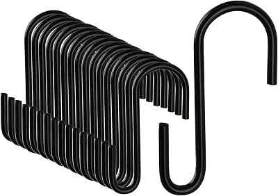 DONQL 20pcs Black S Hooks 2.36in Stainless Steel Heavy Duty 7kg