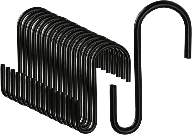 DONQL 20pcs Black S Hooks 2.36in Stainless Steel Heavy Duty 7kg