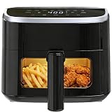 Simple Deluxe 8-in-1 Air Fryer 4 Qt, Digital Preset Airfryer with Visible Window, Nonstick and Dishwasher-Safe Basket for Chips, Bake, Wings, 60-Min Timer, 1500W, Gray