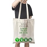 Personalized Tote Bags Custom Text/Logo/Photo for Promotional, Shopping & Travel Perfect for Personal Use & Small Businesses Reusable & Eco-Friendly, Pack of 1/10/50/100，8 OZ 100% Cotton
